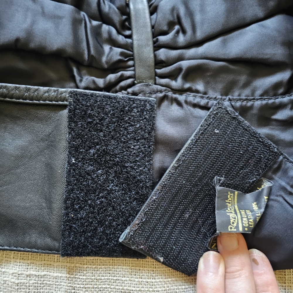 VTG Western Motoboho Yallternative Biker Black Leather Tie Cropped Halter Top - Picture 6 of 11